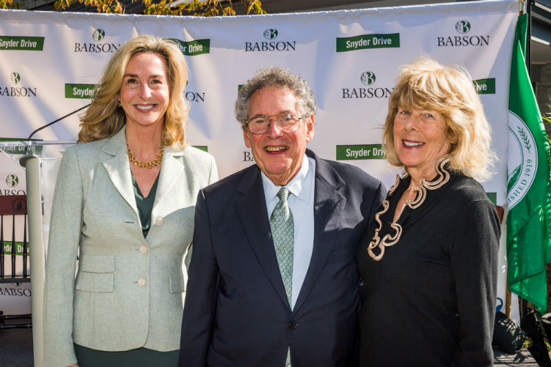 Babson College President Kerry Healey, Richard J. Snyder and Marilyn B. Snyder